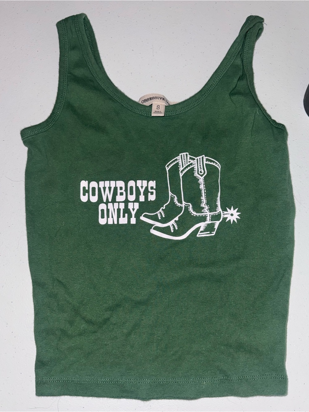 Cowboys Only Green Graphic Tank Top - Obsessive S Brand
